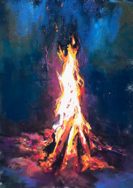 Beth Tockey William: Beth Tockey Williams, Sizzle, 2020, pastel on UART paper, 7 x 5 in. Sold.