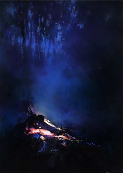 Beth Tockey William: Beth Tockey Williams, Smoke and Embers, 2021, pastel on UART paper, 18 x12 in. Sold.