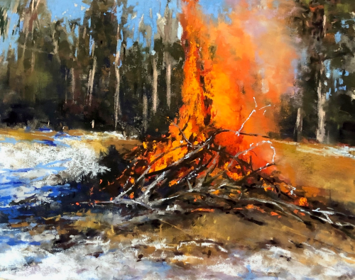 Beth Tockey William: Feature image Beth Tockey Williams, Winter Thaw, 2021, pastel on UART paper, 9 x 12 in. Sold.