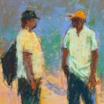 Gail Sibley, Beach Conversation, Sennelier pastels on Pastelmat, 9 1:/2 x 7 in-detail