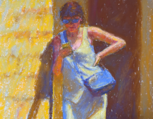 what draws you to a scene: FEATURE IMAGE Gail Sibley, Marking Time, Unison Colour pastels on UART 400, 18 x 12 in - Detail