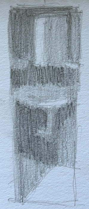 Unexpected Painting Subjects: Thumbnail in pencil