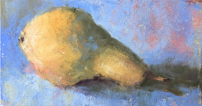 don’t know what to paint: Gail Sibley, Pear, Terry Ludwig pastels on UArt 400, 3 x 5 1/2 in (Day 7)
