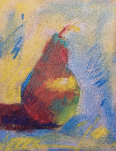 don’t know what to paint: Gail Sibley, “Poire Unique,” Sennelier’s iridescent pastels on Sennelier La Carte pastel card, 7 1/2 x 6 in