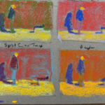 creative constraints in painting: two layers of colours - all diffrerent