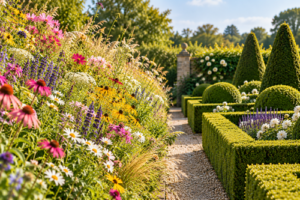 creative freedom in painting: Wildflower Border Meets Formal Garden
